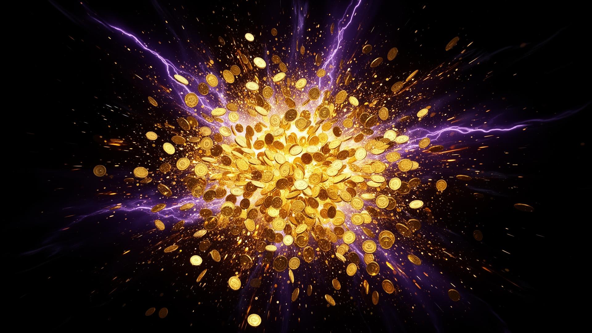 Jackpot explosion of golden coins